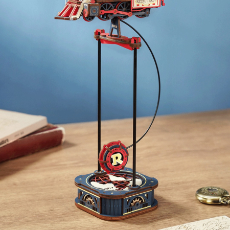 Puzzle 3D, pendul mecanic, Locomotiva rosie, 223 piese [4]