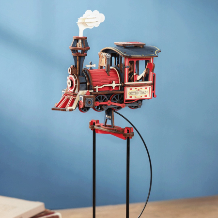Puzzle 3D, pendul mecanic, Locomotiva rosie, 223 piese [1]