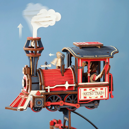 Puzzle 3D, pendul mecanic, Locomotiva rosie, 223 piese [3]