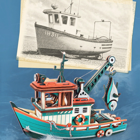 Puzzle 3D, pendul mecanic, Pescadorul norocos, 179 piese [1]