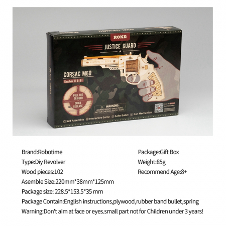 Puzzle 3D, Pistol Corsac M60, Lemn [8]