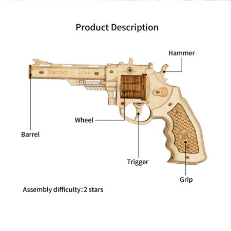 Puzzle 3D, Pistol Corsac M60, Lemn [2]