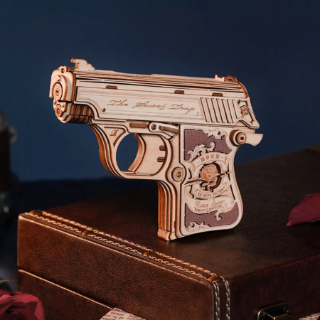 Puzzle 3D,  mecanic, din lemn, Pistolet, 125 piese [1]
