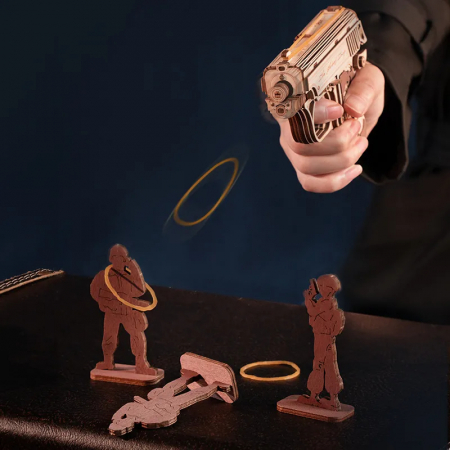 Puzzle 3D,  mecanic, din lemn, Pistolet, 125 piese [3]