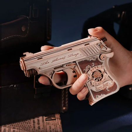 Puzzle 3D,  mecanic, din lemn, Pistolet, 125 piese [2]