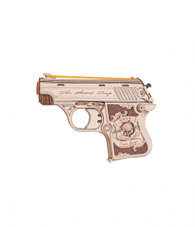 Puzzle mecanic 3D - Puzzle 3D,  mecanic, din lemn, Pistolet, 125 piese