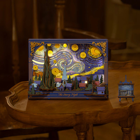 Puzzle 3D, tablou, din lemn, Noapte instelata - van Gogh, 238 piese [2]