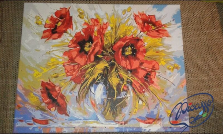 Set pictura pe numere, cu sasiu, Trandafiri si bujori, 40x50 cm [2]