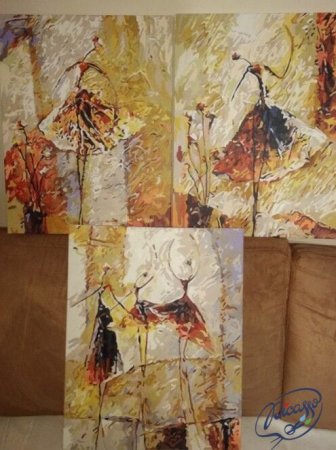Set 3 picturi pe numere, cu sasiu, Dans dans, dans, 50 x 120 cm [1]