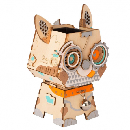 Puzzle 3D din lemn, Ghiveci - catelus, 58 piese [2]