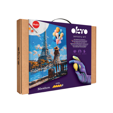 Set 2-in-1 pictura pe numere si pictura senzoriala 3D cu argila usoara, Salutari din Paris, 30x40 cm [1]