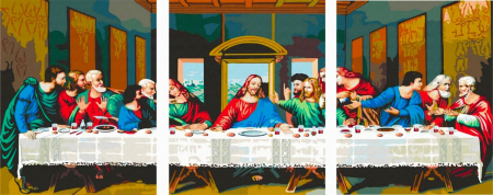 Set 3 picturi pe numere, cu sasiu, Cina cea de taina - da Vinci, 120x50 cm [3]