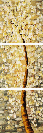 Set 3 picturi pe numere, cu sasiu, Copacul fericirii, 50x150 cm