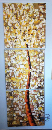 Set 3 picturi pe numere, cu sasiu, Copacul fericirii, 50x150 cm [1]