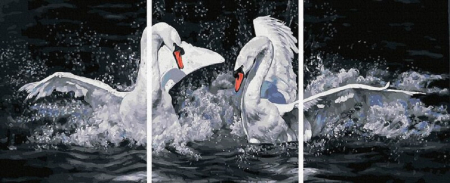 Picturi pe numere - Set 3 picturi pe numere, cu sasiu, Dansul iubirii, 50x120 cm