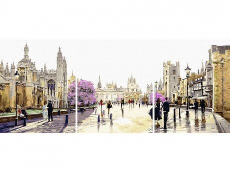 Triptice si dimensiuni mari - Set 3 picturi pe numere, cu sasiu, Capela King's College, 50x120 cm