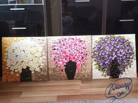 Set 3 picturi pe numere, cu sasiu, Revolutia culorilor, 50x150 cm [2]