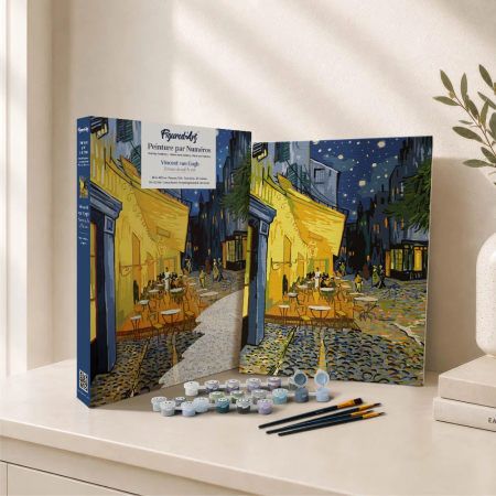 Set pictura pe numere, pe carton intarit, Terasa cafenelei noaptea, 24.5 x 32.5 cm [6]