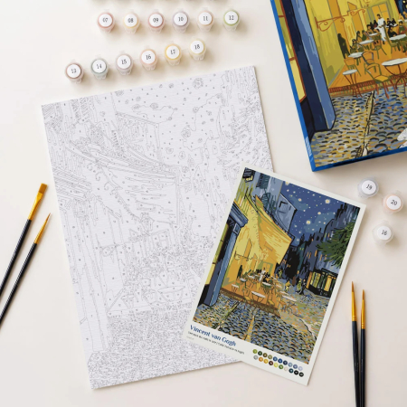 Set pictura pe numere, pe carton intarit, Terasa cafenelei noaptea, 24.5 x 32.5 cm [3]