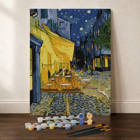 Set pictura pe numere, pe carton intarit, Terasa cafenelei noaptea, 24.5 x 32.5 cm [1]