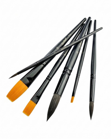 Set 6 pensule pentru culori acrilice si acuarele, negru [1]