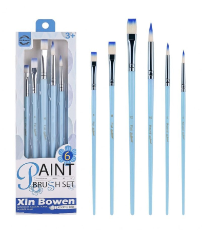 ACCESORII - Set 6 pensule pentru culori acrilice si acuarele, albastru