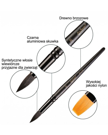 Set 6 pensule pentru culori acrilice si acuarele, negru [2]