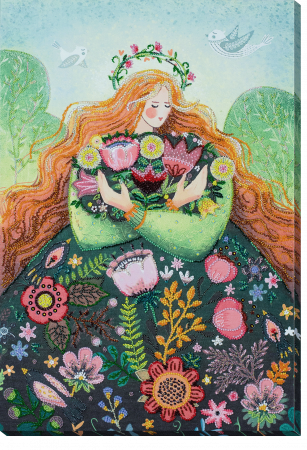 Set broderie cu margele cusute, Primavara indragostita, 30x45 cm