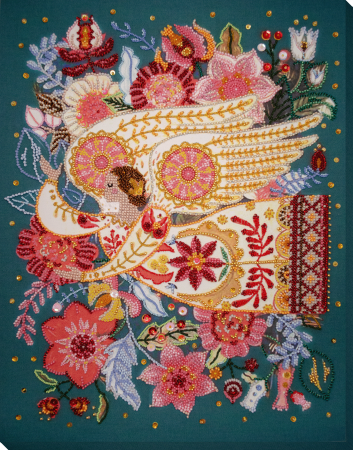 Broderii cu margele - Set broderie cu margele cusute, Aripi de inspiratie, 38,5x30 cm