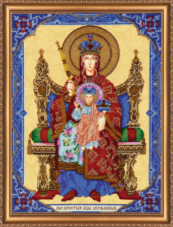 Broderii cu margele - Set broderie cu margele cusute, Icoana Maicii Domnului, 32x45 cm