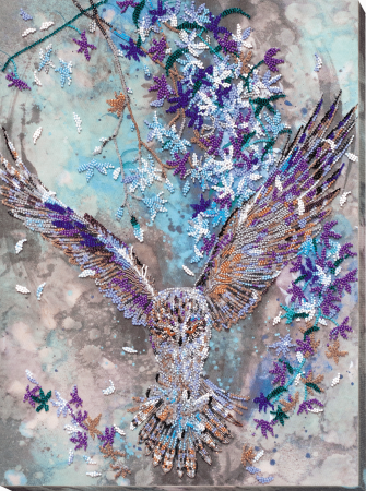 Set broderie cu margele cusute, Ceata florilor, 33x44 cm