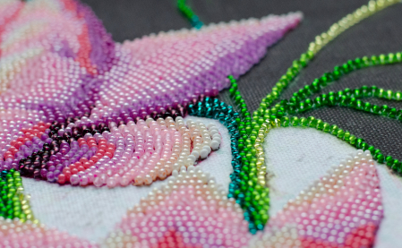 Set broderie cu margele cusute, Flori de lotus, 32x32 cm [4]