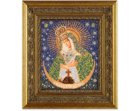 Set broderie cu margele cusute, Icoana Doamna noastra de la poarta rasaritului, 20x24 cm [1]