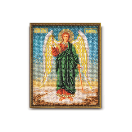 Broderii cu margele - Set broderie cu margele cusute, Icoana ingerul pazitor, 18x22 cm