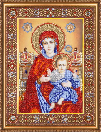 Broderii cu margele - Set broderie cu margele cusute, Fecioara Maria, 28x38 cm