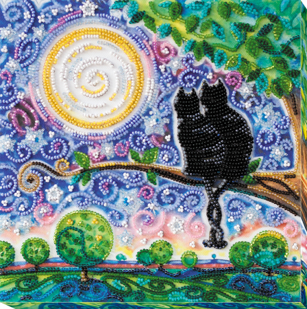 Set broderie cu margele cusute, Mereu impreuna, 20x20 cm
