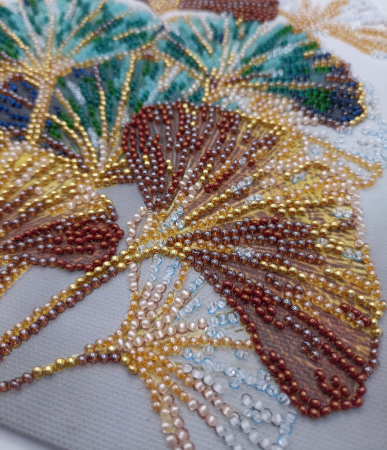 Set broderie cu margele cusute, Creanga de smarald, 20x20 cm [3]