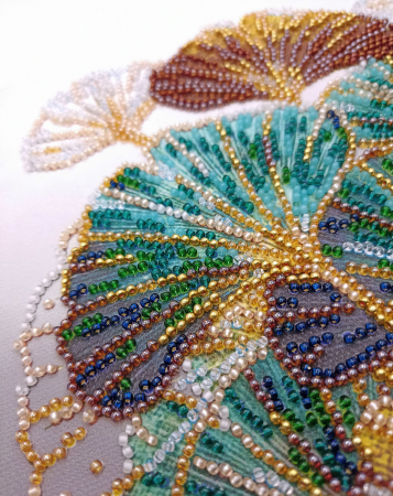 Set broderie cu margele cusute, Creanga de smarald, 20x20 cm [5]