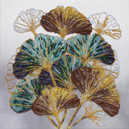 Set broderie cu margele cusute, Creanga de smarald, 20x20 cm