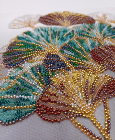Set broderie cu margele cusute, Creanga de smarald, 20x20 cm [4]