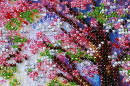 Set broderie cu margele cusute, Pod spre primavara, 20x20 cm [2]