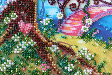 Set broderie cu margele cusute, Pod spre primavara, 20x20 cm [3]