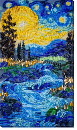Broderii cu margele - Set broderie cu margele cusute, Dupa cascada, 19,5x35 cm