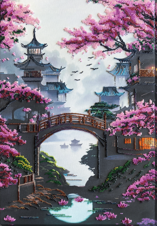 Broderii cu margele - Set broderie cu margele cusute, Visul unei calatorii in orient, 30x44 cm