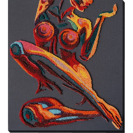 Ac & Ata - Set broderie cu margele cusute, Esenta feminitatii, 25 x 29 cm