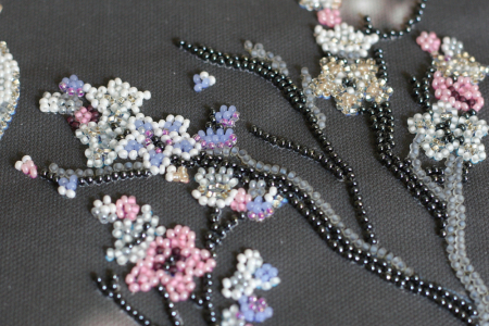 Set broderie cu margele cusute, Sakura noaptea [1]