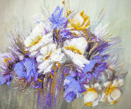Set broderie cu margele cusute, Clopotei, 35x28 cm [1]