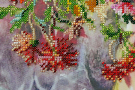 Set broderie cu margele cusute, Crizanteme, 31x38 cm [1]