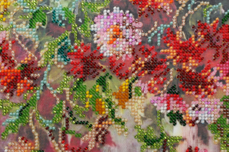 Set broderie cu margele cusute, Crizanteme, 31x38 cm [2]