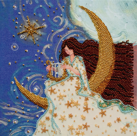 Broderii cu margele - Set broderie cu margele cusute, Andromeda, 20x20 cm